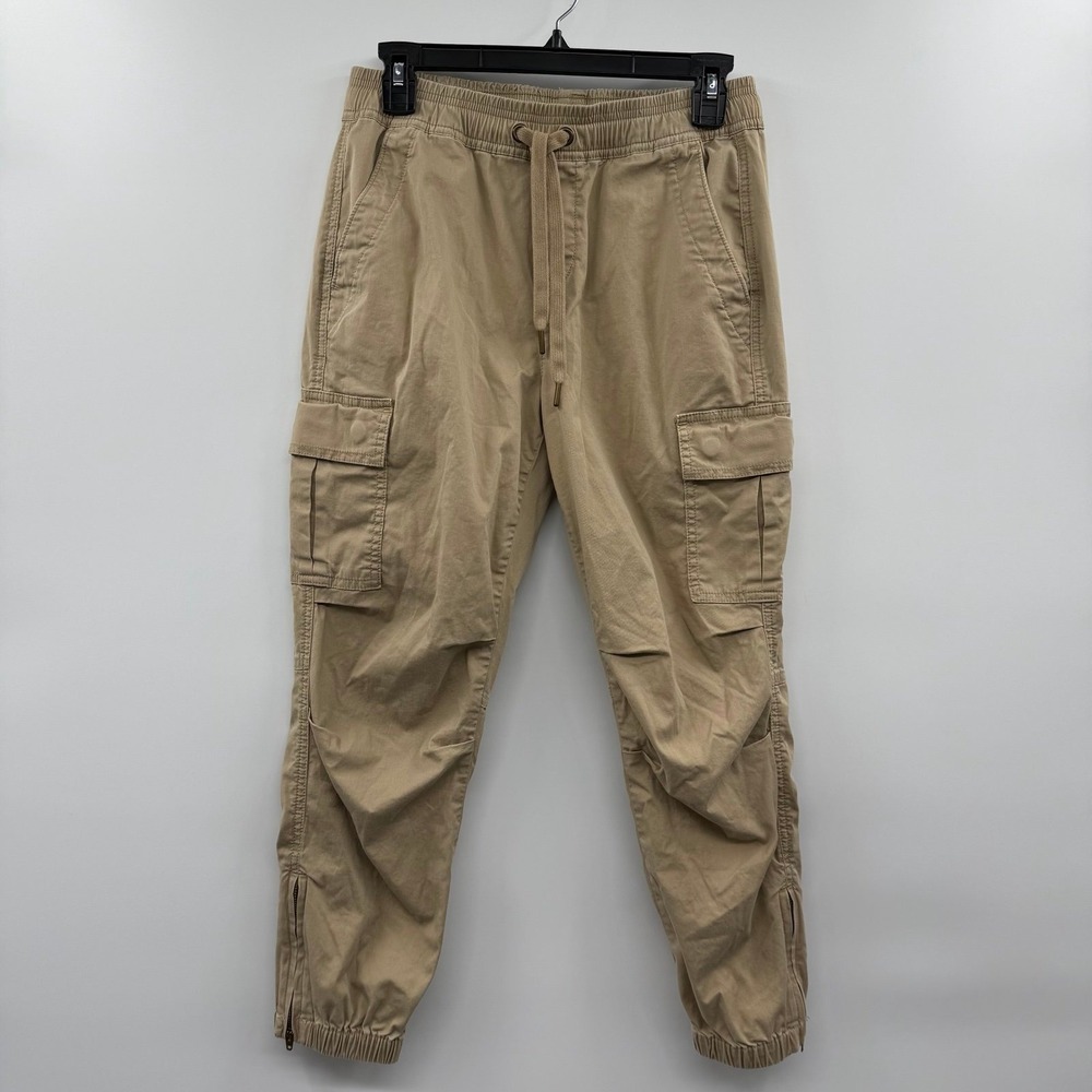 Polo Ralph Lauren Womens XS Khaki Tan Cargo Jogger Pants Drawstring Zip Ankle